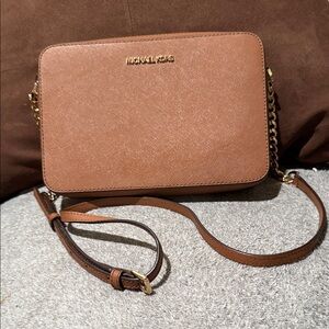 Michael Kors Tan Crossbody Bag with Gold Accents